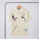 Fleur Knit Shirt | Floral Embroidered Open-Knit Short Sleeve Shirt