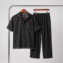 Orven Matching Set | Loose Short Sleeve Shirt and Wide-Leg Pan