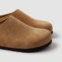 Aline | Suede Leather Mules, Slip-On Clogs with Cork Footbed