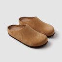 Aline | Suede Leather Mules, Slip-On Clogs with Cork Footbed