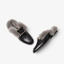 Milano Backless Leather Mules with Faux Fur Lining