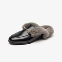 Milano Backless Leather Mules with Faux Fur Lining