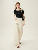 Ivory Wide - Leg Cotton Denim - Marcus Rhode
