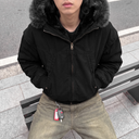 Hunter Fleece-Lined Hooded Cargo Jacket with Faux-Fur Trim and Ribbed Cuffs