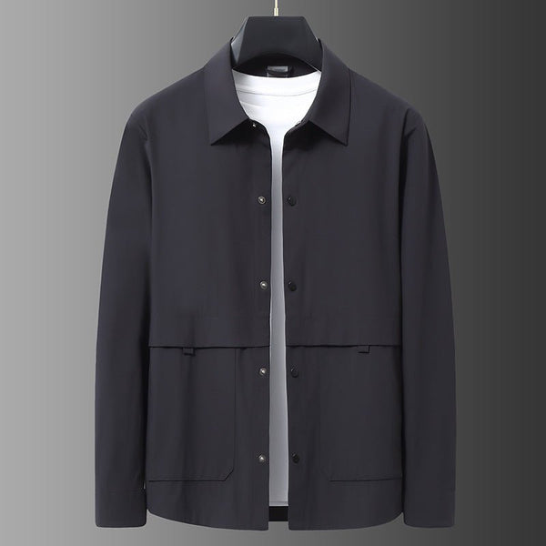 Marcus Lightweight Shell Windbreaker Jacket with Spread Collar and Dua ...