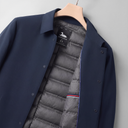 Rhode Down Trench Coat with Single Breasted Snap Front and Quilted Lining