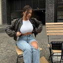 Zoe Vintage Leather Bomber - Marcus Rhode