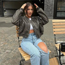 Zoe Vintage Leather Bomber - Marcus Rhode